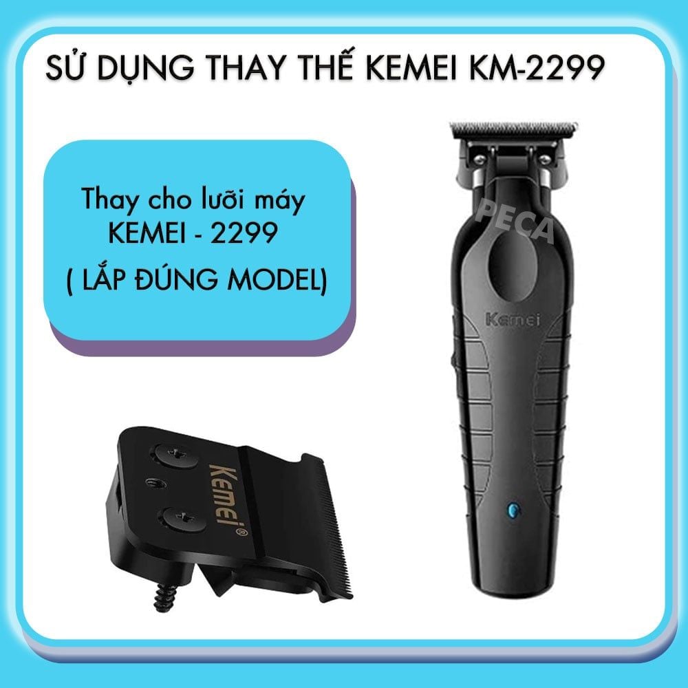Bộ lưỡi tông đơ chấn viền thay thế cho Kemei KM-2299 bằng thép không gỉ mạ DLC chuyên dụng - Chính hãng