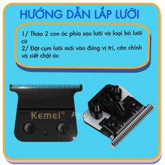 Bộ lưỡi tông đơ chấn viền thay thế cho Kemei KM-2299 bằng thép không gỉ mạ DLC chuyên dụng - Chính hãng