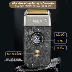 Máy cạo râu Kemei KM-KM-T410 lưỡi nổi 3D điều chỉnh 10 mức tốc độ, cạo sạch nhanh, màn hình LCD, công suất mạnh mẽ 5W - Hàng chính hãng