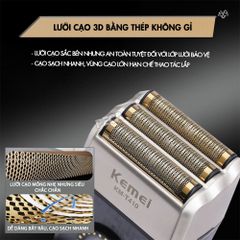 Máy cạo râu Kemei KM-KM-T410 lưỡi nổi 3D điều chỉnh 10 mức tốc độ, cạo sạch nhanh, màn hình LCD, công suất mạnh mẽ 5W - Hàng chính hãng