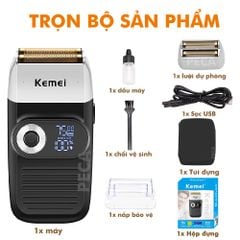 Máy cạo râu lưỡi kép 3 mức tốc độ Kemei KM-2026 màn hình LCD, công suất 5w mạnh mẽ, có thể fade trắng