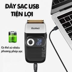 Máy cạo râu lưỡi kép 3 mức tốc độ Kemei KM-2026 màn hình LCD, công suất 5w mạnh mẽ, có thể fade trắng