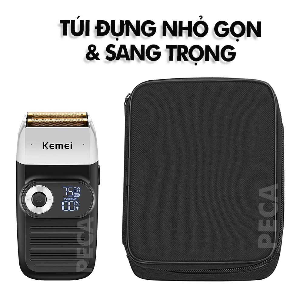 Máy cạo râu lưỡi kép 3 mức tốc độ Kemei KM-2026 màn hình LCD, công suất 5w mạnh mẽ, có thể fade trắng