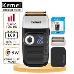 Máy cạo râu lưỡi kép 3 mức tốc độ Kemei KM-2026 màn hình LCD, công suất 5w mạnh mẽ, có thể fade trắng