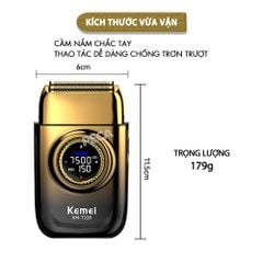 Máy cạo râu Kemei KM-T228 lưỡi kép nổi cạo sạch nhanh, 3 mức tốc độ, màn hình LCD, công suất mạnh mẽ 5W - Hàng chính hãng