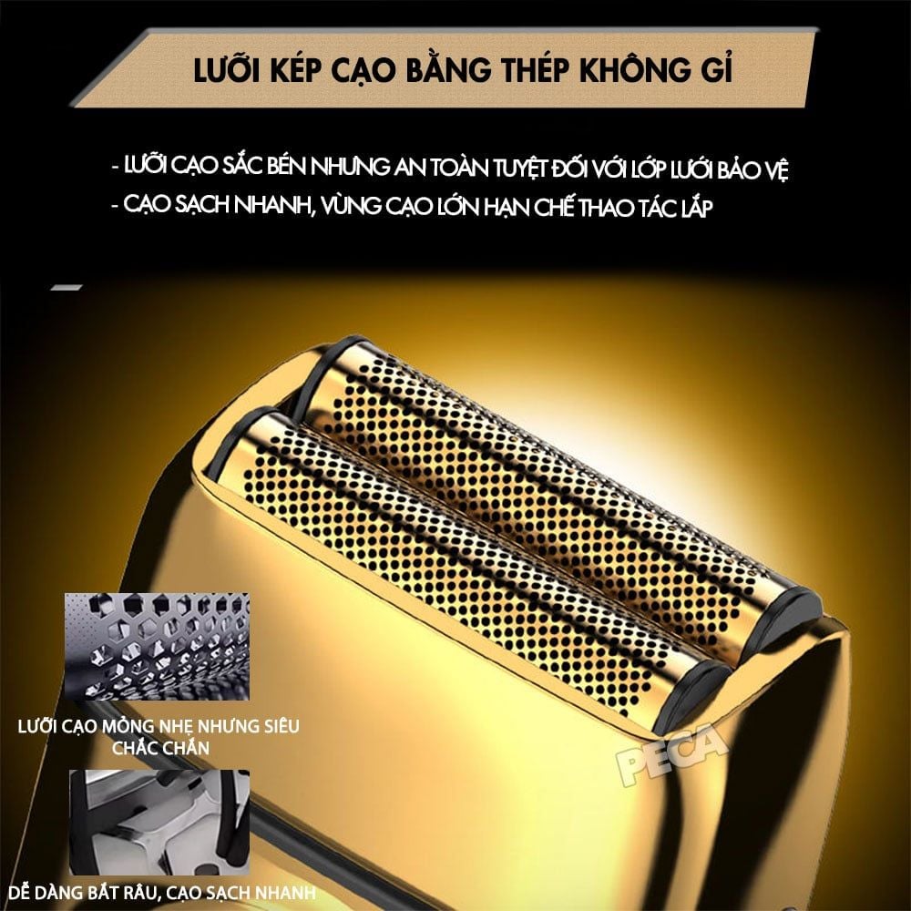 Máy cạo râu Kemei KM-T228 lưỡi kép nổi cạo sạch nhanh, 3 mức tốc độ, màn hình LCD, công suất mạnh mẽ 5W - Hàng chính hãng