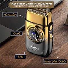 Máy cạo râu Kemei KM-T228 lưỡi kép nổi cạo sạch nhanh, 3 mức tốc độ, màn hình LCD, công suất mạnh mẽ 5W - Hàng chính hãng