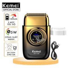Máy cạo râu Kemei KM-T228 lưỡi kép nổi cạo sạch nhanh, 3 mức tốc độ, màn hình LCD, công suất mạnh mẽ 5W - Hàng chính hãng