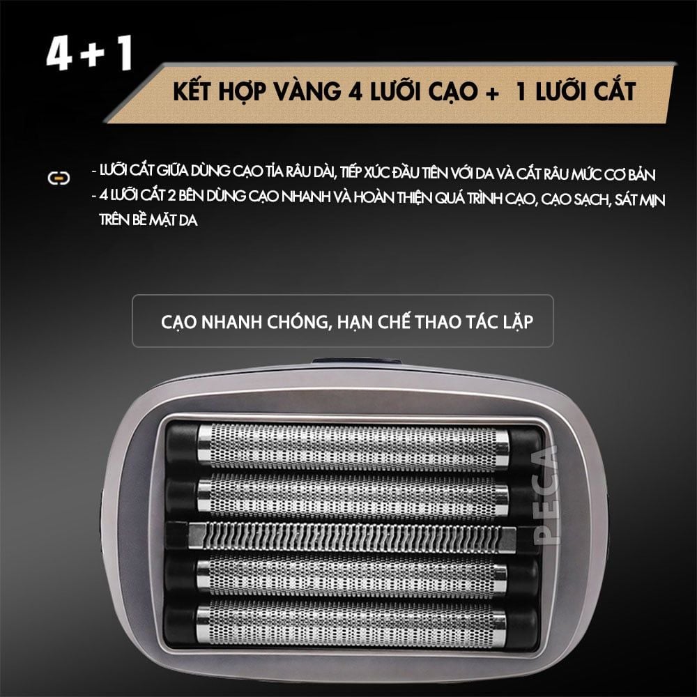 Máy cạo râu mini Kemei KM-T416 cao cấp 5 lưỡi cạo động cơ siêu tốc 13.000 RPM cạo sạch sâu - Chính hãng