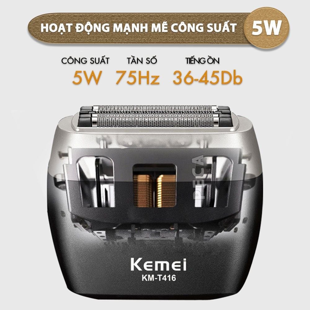 Máy cạo râu mini Kemei KM-T416 cao cấp 5 lưỡi cạo động cơ siêu tốc 13.000 RPM cạo sạch sâu - Chính hãng