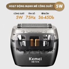 Máy cạo râu mini Kemei KM-T416 cao cấp 5 lưỡi cạo động cơ siêu tốc 13.000 RPM cạo sạch sâu - Chính hãng