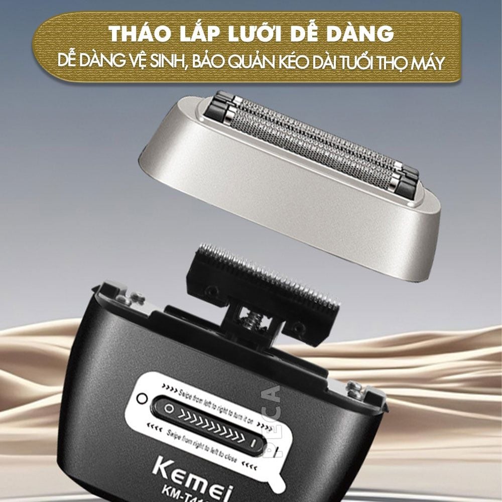 Máy cạo râu mini Kemei KM-T416 cao cấp 5 lưỡi cạo động cơ siêu tốc 13.000 RPM cạo sạch sâu - Chính hãng