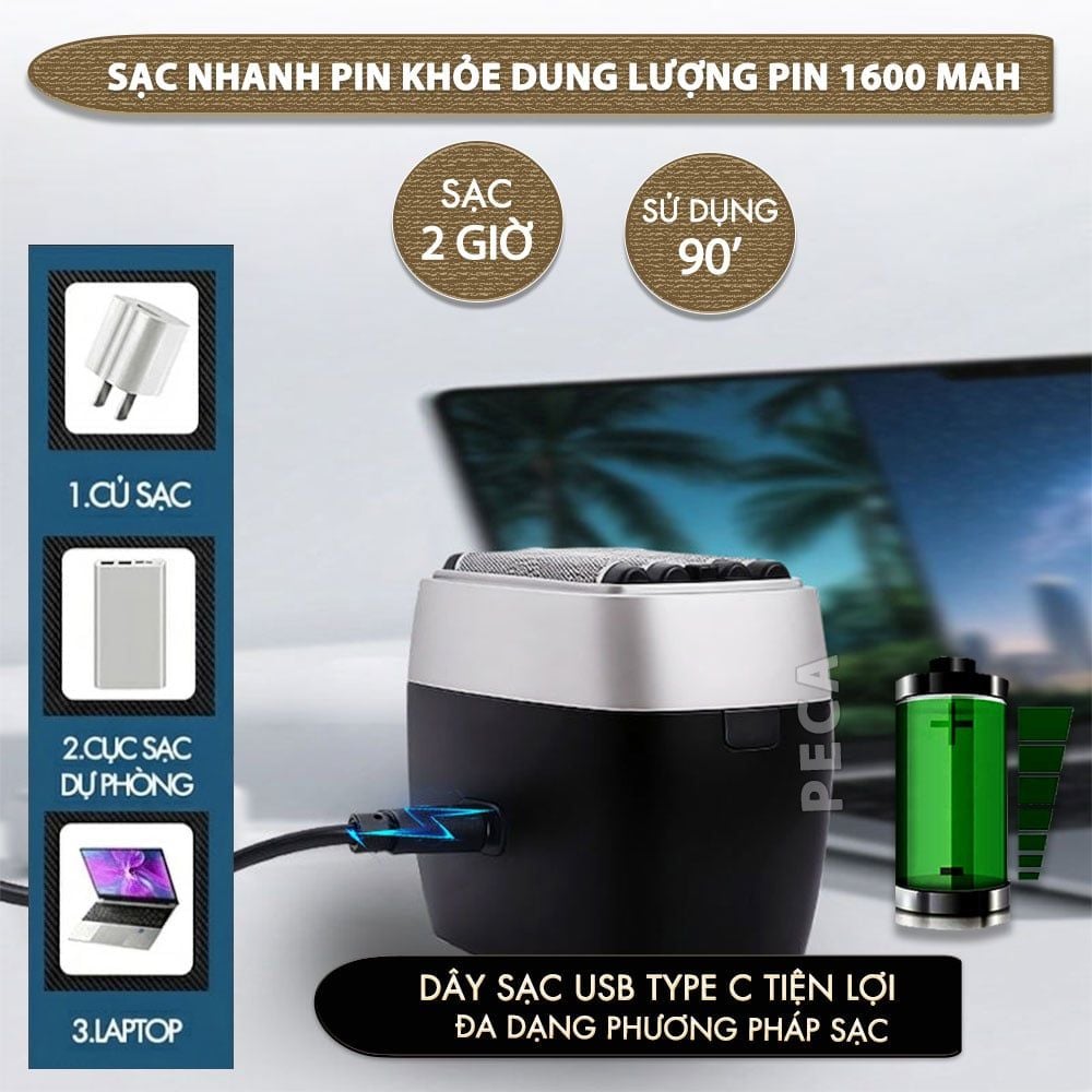 Máy cạo râu mini Kemei KM-T416 cao cấp 5 lưỡi cạo động cơ siêu tốc 13.000 RPM cạo sạch sâu - Chính hãng