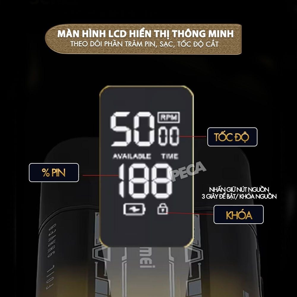 Máy cạo râu Kemei KM-T418 tích hợp đèn khử khuẩn UV, lưỡi kép cạo sạch nhanh, màn hình LCD, công suất mạnh mẽ 5W - Hàng chính hãng