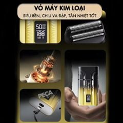 Máy cạo râu Kemei KM-T418 tích hợp đèn khử khuẩn UV, lưỡi kép cạo sạch nhanh, màn hình LCD, công suất mạnh mẽ 5W - Hàng chính hãng