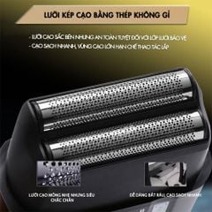 Máy cạo râu Kemei KM-T418 tích hợp đèn khử khuẩn UV, lưỡi kép cạo sạch nhanh, màn hình LCD, công suất mạnh mẽ 5W - Hàng chính hãng