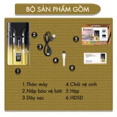 Máy cạo râu Kemei KM-T418 tích hợp đèn khử khuẩn UV, lưỡi kép cạo sạch nhanh, màn hình LCD, công suất mạnh mẽ 5W - Hàng chính hãng