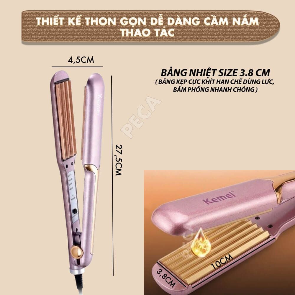 Máy bấm tóc KM-459Y máy bấm phồng chân tóc, điều chỉnh 4 mức nhiệt làm nóng 30s cực nhanh - Chính Hãng