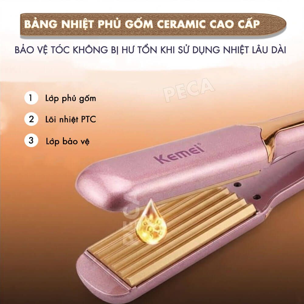Máy bấm tóc KM-459Y máy bấm phồng chân tóc, điều chỉnh 4 mức nhiệt làm nóng 30s cực nhanh - Chính Hãng