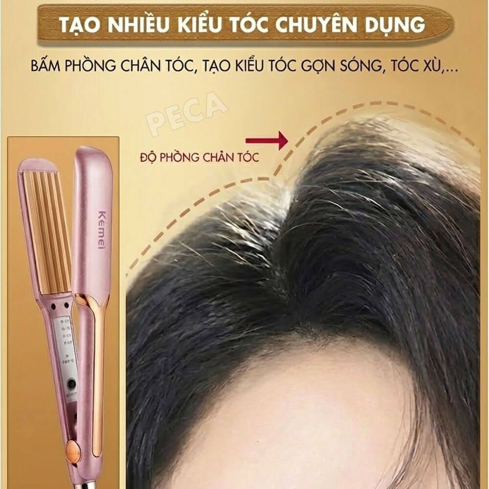 Máy bấm tóc KM-459Y máy bấm phồng chân tóc, điều chỉnh 4 mức nhiệt làm nóng 30s cực nhanh - Chính Hãng