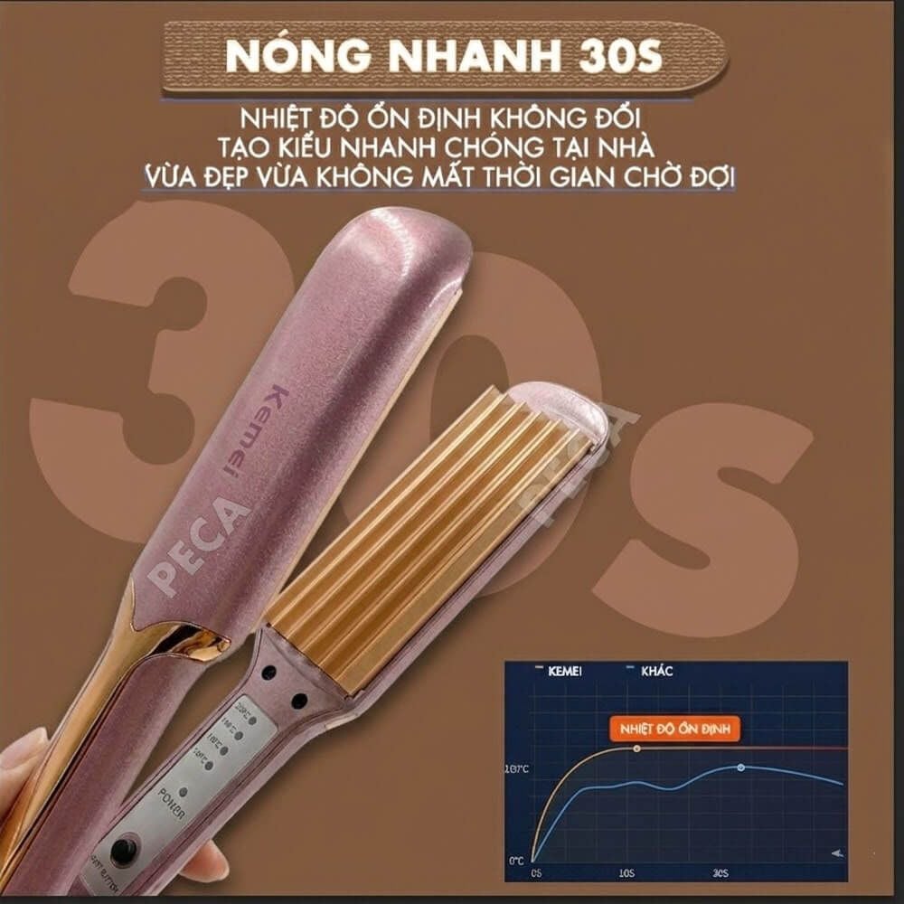 Máy bấm tóc KM-459Y máy bấm phồng chân tóc, điều chỉnh 4 mức nhiệt làm nóng 30s cực nhanh - Chính Hãng