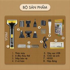 Máy tẩy lông đa năng 7in1 Kemei KM-325 gồm 7 đầu thay thế chuyên dụng cạo lông toàn thân, tỉa lông mũi - Chính hãng