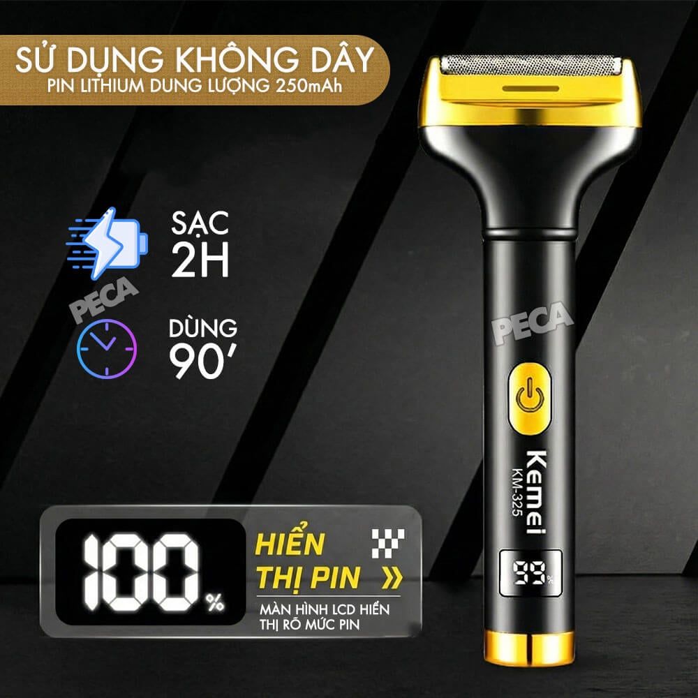 Máy tẩy lông đa năng 7in1 Kemei KM-325 gồm 7 đầu thay thế chuyên dụng cạo lông toàn thân, tỉa lông mũi - Chính hãng