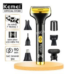 Máy tẩy lông đa năng 7in1 Kemei KM-325 gồm 7 đầu thay thế chuyên dụng cạo lông toàn thân, tỉa lông mũi - Chính hãng