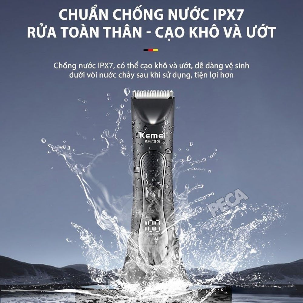 Máy cạo lông Body KEMEI KM-1846 chống nước - Tông đơ vùng kín, nách & toàn thân an toàn, không đau - Chính hãng