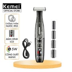 Máy tỉa lông vùng kín KEMEI KM-1903 cạo lông Body, Bikini chuyên dụng, Lưỡi kép an toàn cho da - Chính hãng
