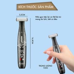 Máy tỉa lông vùng kín KEMEI KM-1903 cạo lông Body, Bikini chuyên dụng, Lưỡi kép an toàn cho da - Chính hãng