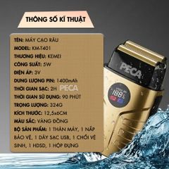Máy cạo râu KM-T401 cao cấp Tích hợp đèn UV diệt khuẩn, động cơ siêu tốc 10.000 RPM cạo sạch sâu - Chính hãng