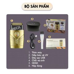 Máy cạo râu KM-T401 cao cấp Tích hợp đèn UV diệt khuẩn, động cơ siêu tốc 10.000 RPM cạo sạch sâu - Chính hãng