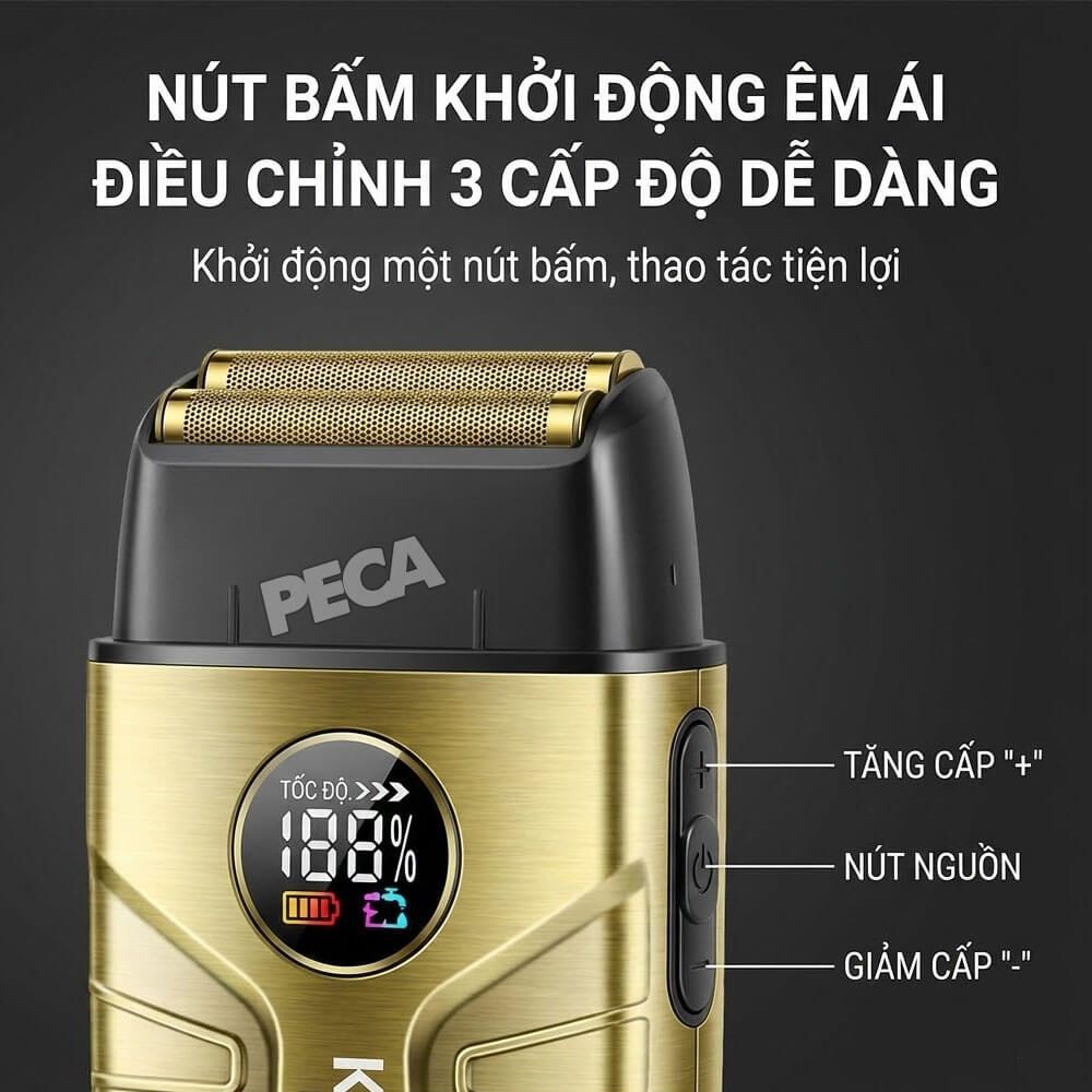 Máy cạo râu KM-T401 cao cấp Tích hợp đèn UV diệt khuẩn, động cơ siêu tốc 10.000 RPM cạo sạch sâu - Chính hãng