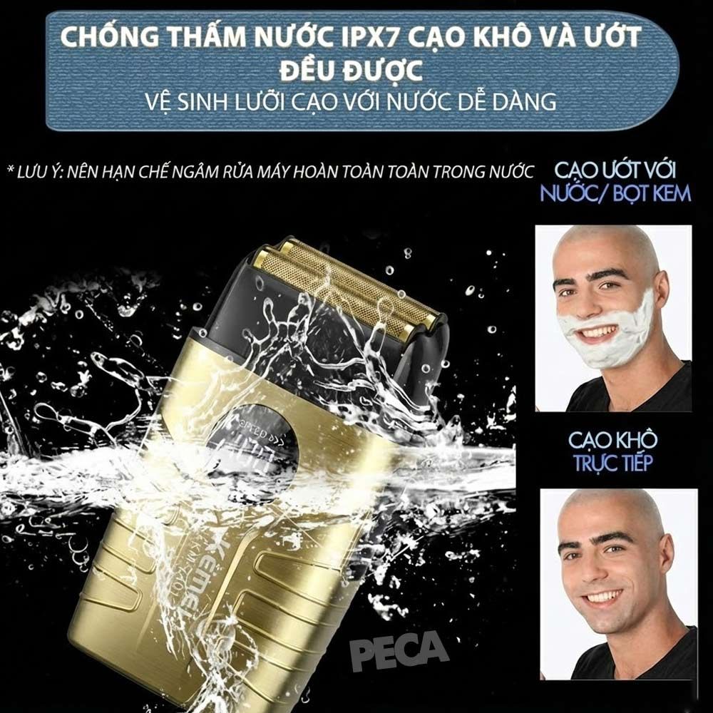 Máy cạo râu KM-T401 cao cấp Tích hợp đèn UV diệt khuẩn, động cơ siêu tốc 10.000 RPM cạo sạch sâu - Chính hãng