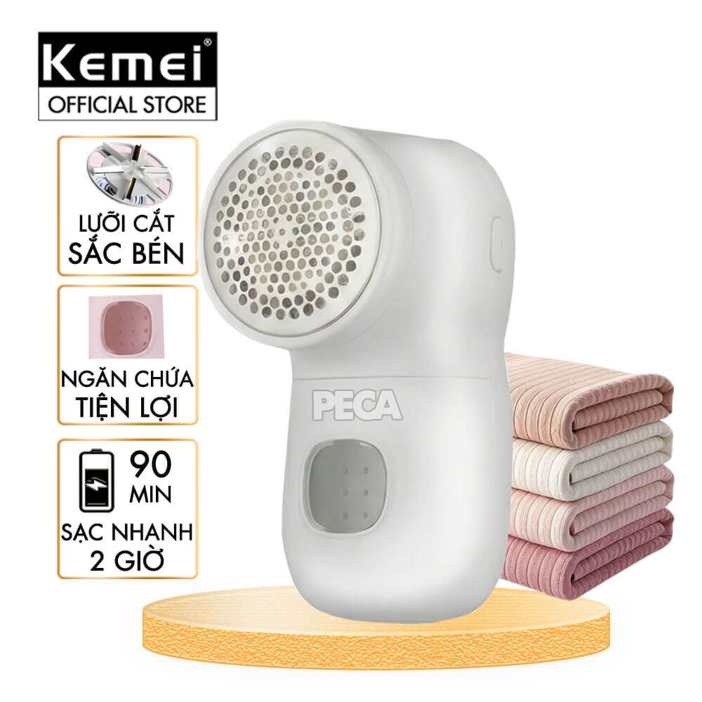 Máy cắt xơ vải quần áo KEMEI KM-166 Loại bỏ lông xù hiệu quả, giúp đồ len dạ như mới - Chính Hãng