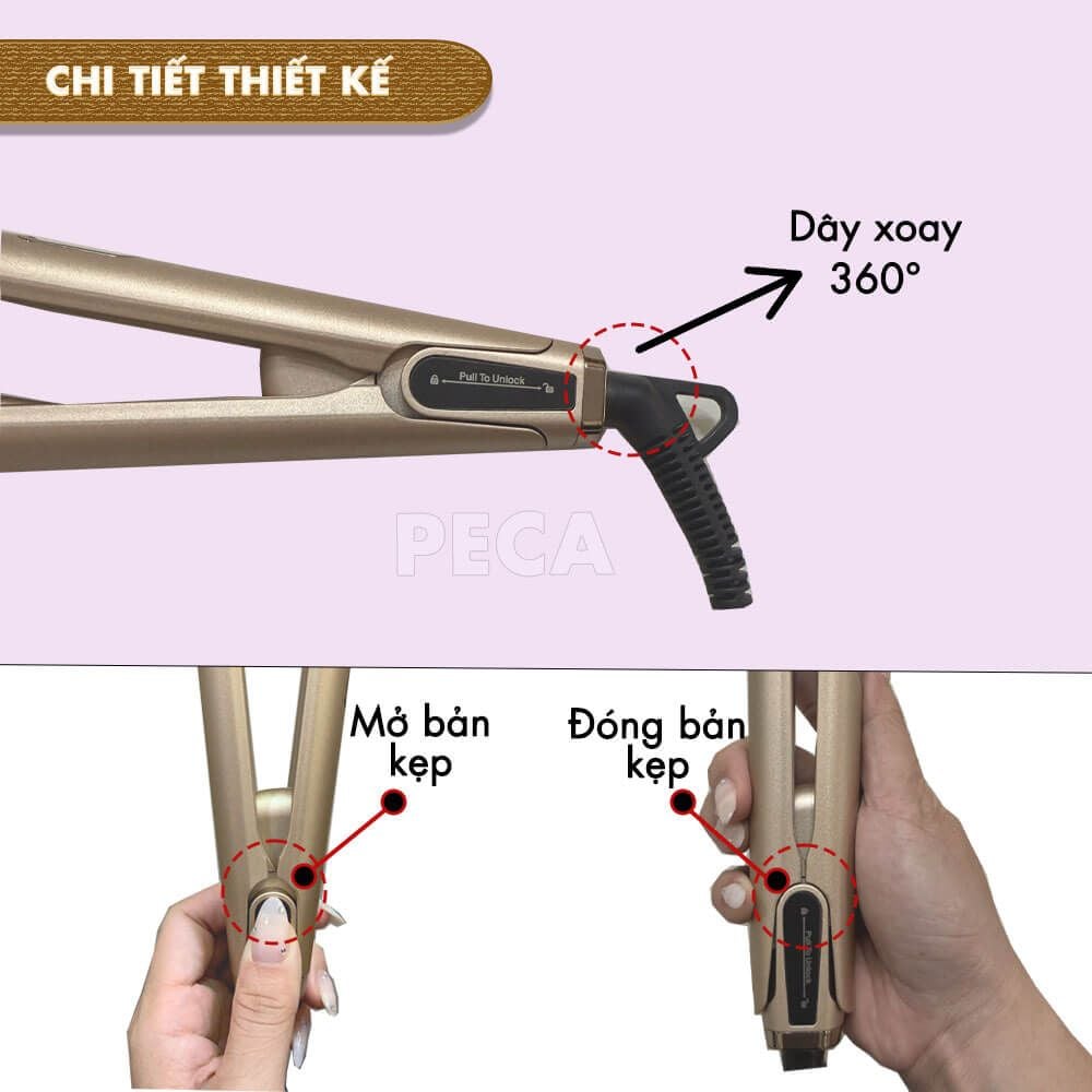 Máy duỗi tóc Kemei KM-3155 bản 3.7cm phủ gốm Ceramic màn hình LED, 12 mức nhiệt, nóng nhanh 30s - Chính hãng