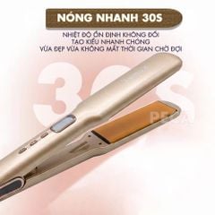 Máy duỗi tóc Kemei KM-3155 bản 3.7cm phủ gốm Ceramic màn hình LED, 12 mức nhiệt, nóng nhanh 30s - Chính hãng