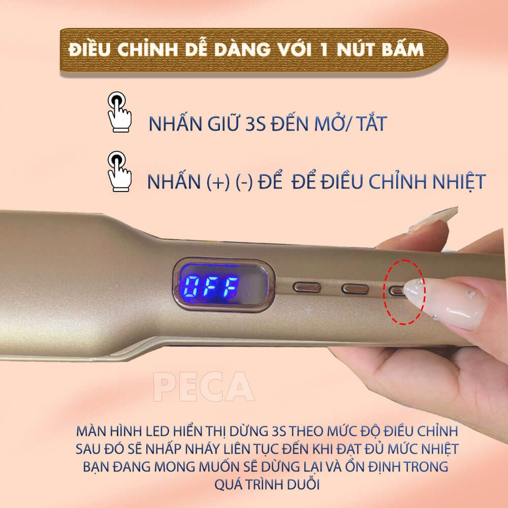 Máy duỗi tóc Kemei KM-3155 bản 3.7cm phủ gốm Ceramic màn hình LED, 12 mức nhiệt, nóng nhanh 30s - Chính hãng