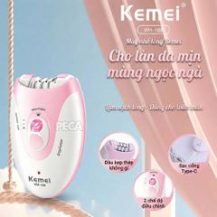 Máy tẩy lông Kemei KM-188 tẩy nhổ lông toàn thân, dùng pin sạc chuyên nghiệp - Hàng chính hãng