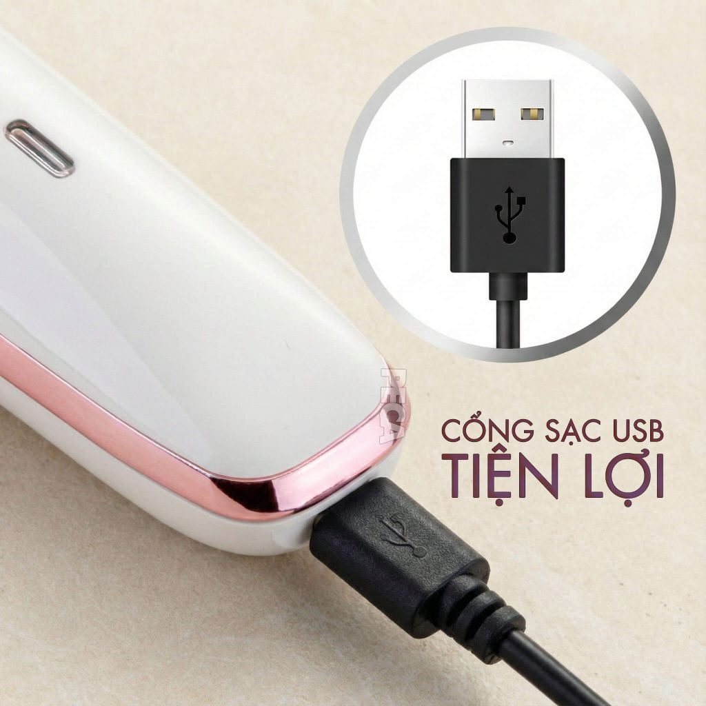 Máy cạo lông đa năng 4 trong 1 Kemei KM-7114 tỉa lông mày, mũi, nách, bikini, toàn thân êm ái sạc USB - Chính hãng