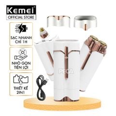 Máy cạo lông mặt KEMEI KM-151 2 Trong 1 Mini - Máy tỉa lông mày, Cạo ria mép êm ái & Sạc USB tiện lợi - Chính hãng