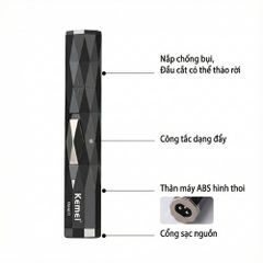 Máy tỉa lông mũi Kemei KM-6673 2 đầu thay thế, động cơ êm, dễ vệ sinh - Chính hãng