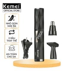Máy tỉa lông mũi Kemei KM-6673 2 đầu thay thế, động cơ êm, dễ vệ sinh - Chính hãng