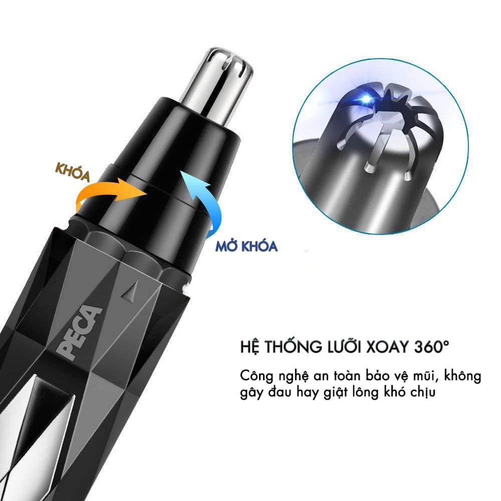 Máy tỉa lông mũi Kemei KM-6673 2 đầu thay thế, động cơ êm, dễ vệ sinh - Chính hãng