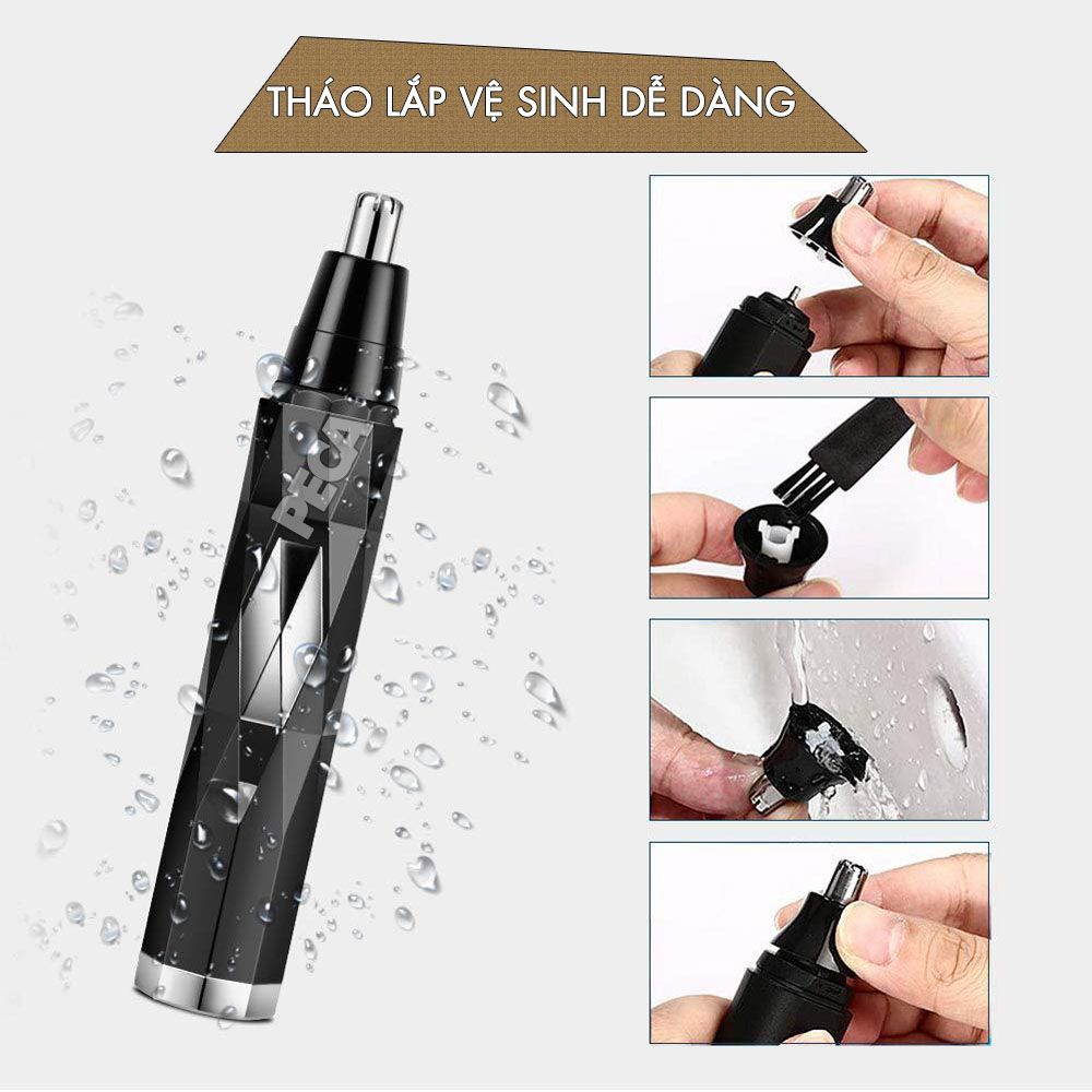 Máy tỉa lông mũi Kemei KM-6673 2 đầu thay thế, động cơ êm, dễ vệ sinh - Chính hãng