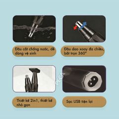 Máy tỉa lông mũi Kemei KM-6673 2 đầu thay thế, động cơ êm, dễ vệ sinh - Chính hãng