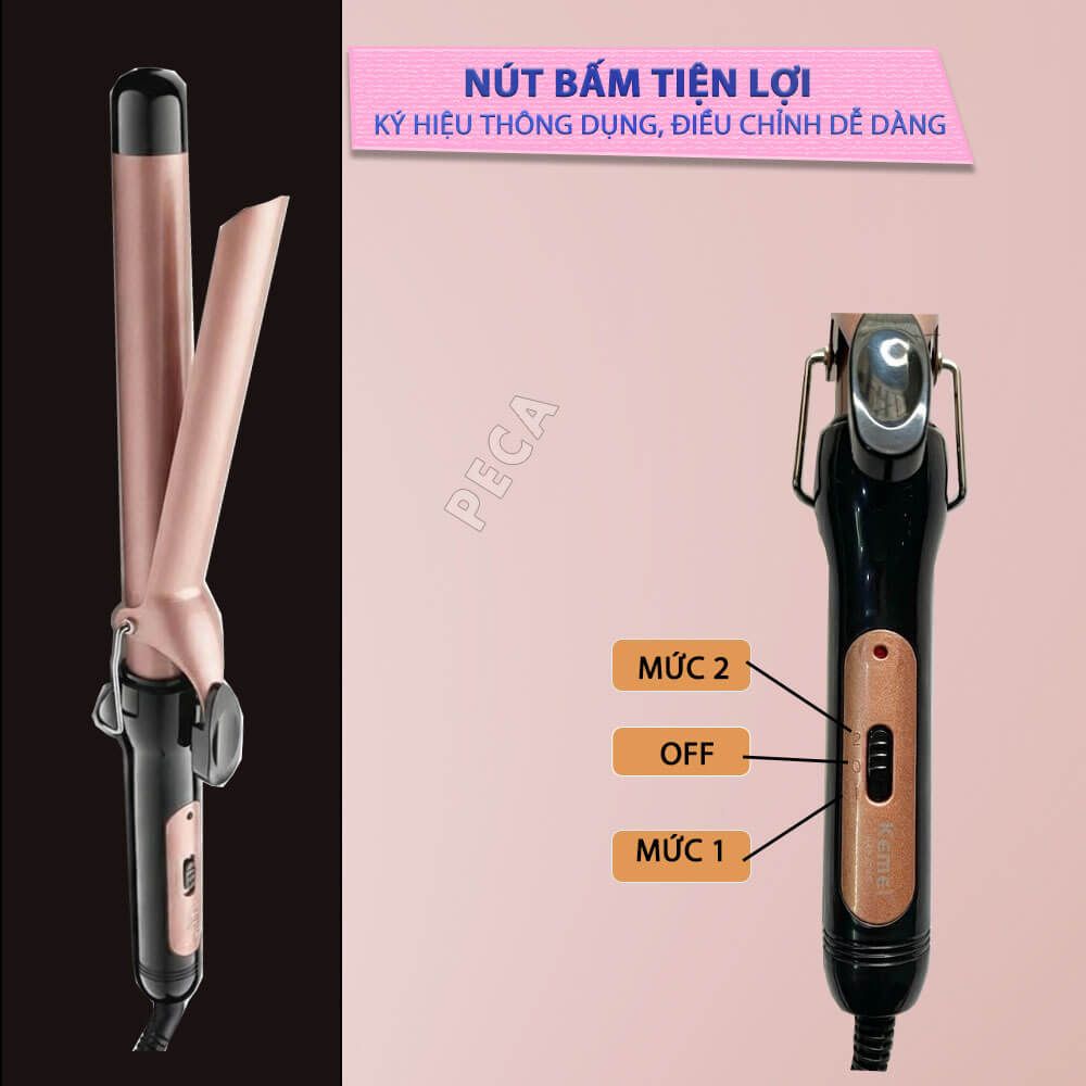 Máy uốn tóc KEMEI KM-3145 size 25mm tạo kiểu xoăn đuôi, nóng nhanh 30s - Chính hãng