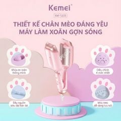 Máy uốn tóc sóng nước KEMEI KM-1233 tạo kiểu Hippie cá tính 4 mức nhiệt độ, size uốn 32mm - Chính hãng