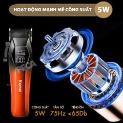 Tông đơ cắt tóc chuyên nghiệp Kemei KM-1371 công suất mạnh 5W lưỡi mạ ceramic cao cấp, màn hình LCD sạc nhanh USB type C tiện lợi - Chính hãng